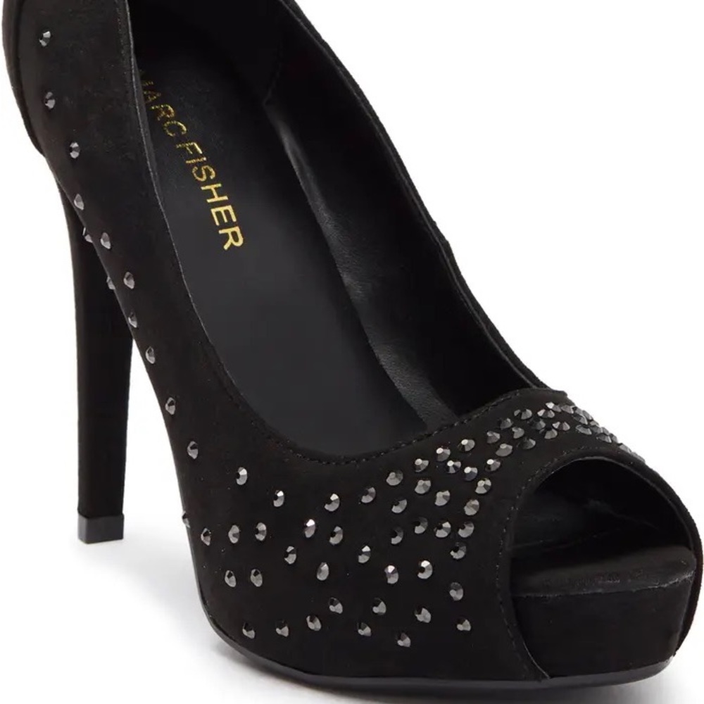 NWT Marc Fisher Harpy Studded Platform Stiletto Pump, Black Size 8